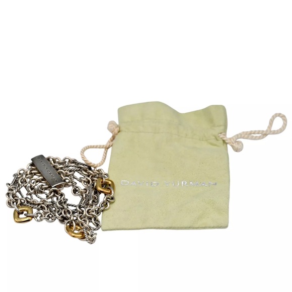 HEAVY Vintage David Yurman Figaro multi-chain 4-row bracelet 18K Gold Silver - Picture 4 of 8